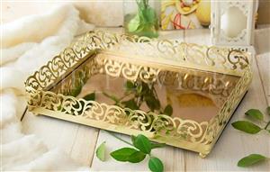 سینی مجلسی کف آینه | طراحی شامپاینی و با کیفیت