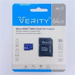 رم کارت حافظه 64 گیگ وریتی مدل Verity 533X U3 C10 گارانتی آسان سرویس