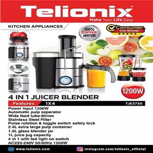 آبمیوه گیری چهار کاره تلیونیکس Telionix اصلی درجه یک وارداتی،آسیاب برقی،مخلوط کن برقی خارجی،خردکن،میکسر،شیکر،پسکرایه