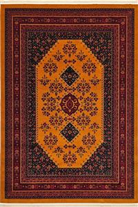 فرش طرح قشقایی مرینوس بافت کد711 دارچینی 700 شانه 100%اکریلیک