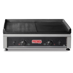 گریل برقی رومیزی صنعتی دو حالته SGS مدل 7050E | صفحه صاف و شیاردار چدنی ساخت ترکیه