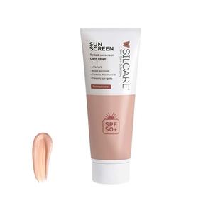 کرم ضد آفتاب بی‌رنگ دست و صورت و گردن سیلکر SPF 50 مدل Hydrating محافظ UVA و UVB مناسب برای انواع پوست حجم 50 میلی‌لیتر