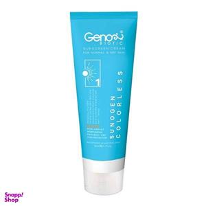 کرم ضد آفتاب بدون رنگ ژنوبایوتیک SPF 50 مدل 388 مناسب پوست های خشک و معمولی حجم 50 میلی‌ لیتر