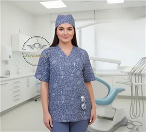 روپوش پزشکی مدل سلدا همراه با کلاه