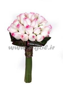 دسته گل عروس رز لب ماتیکی