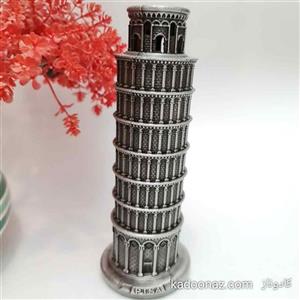 ماکت فلزی برج کج پیزا ایتالیا - رنگ نقره ای سایز ۲۰سانت