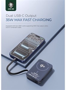 پاوربانک گرین لاین 10000mAh مدل Wellington با شارژ سریع 35W