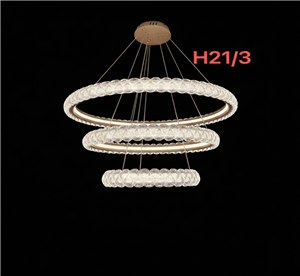 لوستر مدرن وارداتی H21/3 سه حلقه‌ای با گوی‌های کریستالی درخشان 3 حالته (نچرال، آفتابی، مهتابی) ناب لوستر
