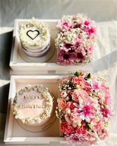 کیک تولد و باکس گل تبریک تولد عمو به برادرزاده