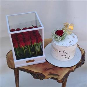 ست پک هدیه و کیک تولد با گل مردانه