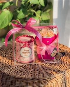 پک هدیه و کیک تولد با گل پسر ۱۰ ساله