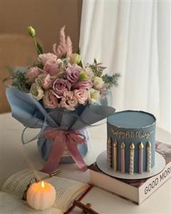 باکس گل و کیک تولد زنانه برای خواهر