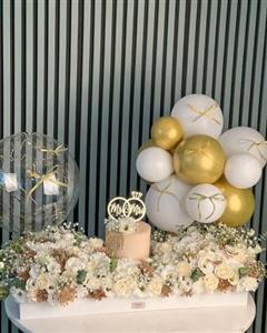 کیک با باکس گل عروس