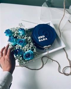 کیک تولد و باکس گل تبریک تولد به دوست دختر