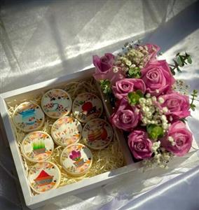 کیک و باکس گل برای شب یلدا