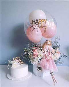 خرید کیک تولد و باکس گل کوچک