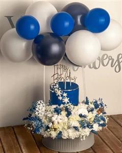 کیک تولد و باکس گل خاص و ساده