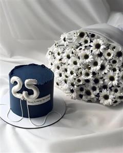 باکس گل با کیک تولد لاکچری برای رفیق