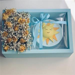 کیک تولد و باکس گل لاکچری زنانه