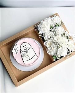 کیک تولد و باکس گل پسرانه شیک و لاکچری