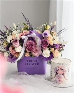 کیک تولد و باکس گل برای تولد همسر