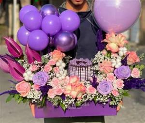کیک تولد و باکس گل برای دختر 6 ساله