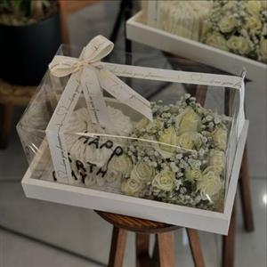سفارش کیک تولد و باکس گل ساده