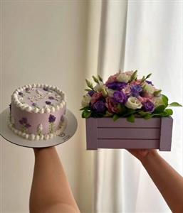 کیک تولد و باکس گل برای دختر 4 ساله