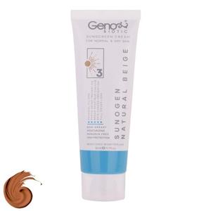 کرم ضدآفتاب رنگی ژنوبایوتیک SPF50 مدل NBD3، مناسب پوست‌های خشک و معمولی، حجم 50 میلی‌لیتر