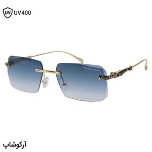 عینک آفتابی کروم هارتز با طراحی فریملس، رنگ طلایی، شکل مستطیلی و لنز آبی سایه روشن مدل 44404