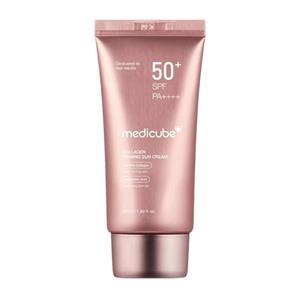 کرم ضد آفتاب بدون رنگ دست و صورت مدیکیوب spf50 مدل کلاژن محافظ UVA،UVB مناسب برای انواع پوست حجم 50 میلی لیتر