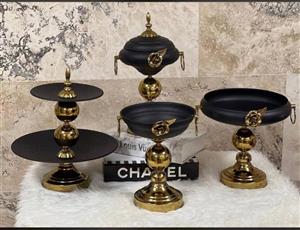 سرویس پذیرایی گل رز ۴ تکه فلزی در سه رنگ