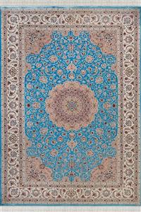 فرش بهشتی تبریز 1500 شانه کلکسیون شاهان کد 1526 زمینه فیروزه ای (برجسته)