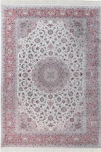 فرش بهشتی تبریز 1500 شانه کلکسیون شاهان کد 1526 زمینه کرم چرک-مسی (برجسته)