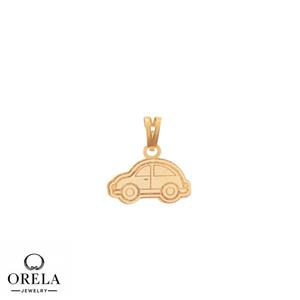 پلاک آویز طلا 18 عیار فانتزی بچگانه طرح ماشین حکاکی