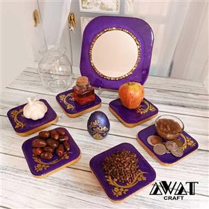 هفت سین چوب و رزین پایه دار  12 تکه بنفش