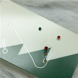 پرسینگ زنانه بینی نقره نگین رنگی برند اروپایی six ضدحساسیت