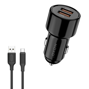 شارژر فندکی 51 وات دو پورت نوکسو مدل CCN-1 به همراه کابل تبدیل USB-A به Type-C 