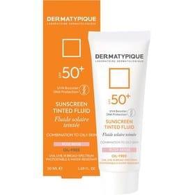 فلوئید ضدآفتاب بی‌رنگ درماتیپیک SPF50 مدل Fluid mat، مناسب پوست‌های چرب و مختلط، حجم 40 میلی‌لیتر