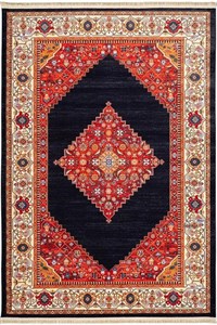 فرش محتشم 1000 شانه کلکسیون سنتی کد 900404 زمینه مشکی (غیربرجسته)