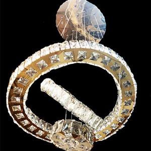 لوستر آویز 3حلقه دایره کهکشانی 60سانتی 60-40-20 زیر کریستالی