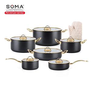 سرویس قابلمه ناسیکو ۱۲ پارچه رینگ طلایی  (طوسی)  «ارسال رایگان»