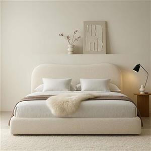 تخت خواب چوبی دونفره دیباروکش امیدی مدل تدی 6650 سایز 200×160 سانتی متر