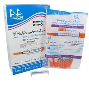 سرنگ انسولین سرسوزن متصل یک میلی لیتر G31 آوا ( ارسال از تهران )