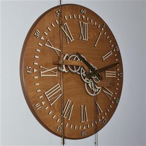 ساعت دیواری چوبی چرخ دنده ای مکانیکی رشنو چوب کد 4003