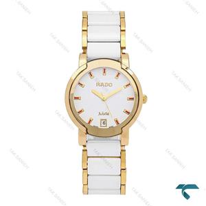 ساعت رادو Centrix زنانه وسط سرامیکی سفید طلایی Rado-6335-L