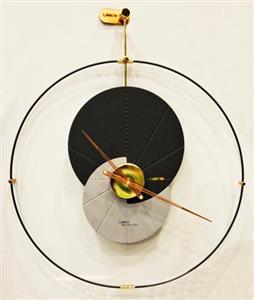 ساعت دیواری لاکوی مدرن مشکی نارنجی قطر ۷۰ .N