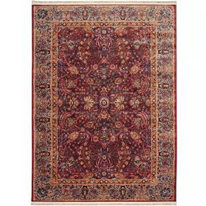 فرش ماشینی ۱۰۰۰ شانه محتشم زمینه زرشکی حاشیه نارنجی طرح سلطان آباد کد۹۰۰۴۰۹