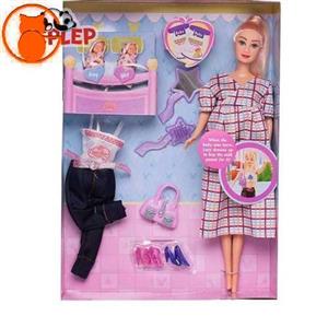 عروسک باربی حامله پیراهن چهارخانه Defa Lucy
