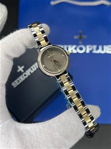 ساعت مچی زنانه سیکو پلاس SEIKO PLUS  صفحه سبز ساده بند طلایی